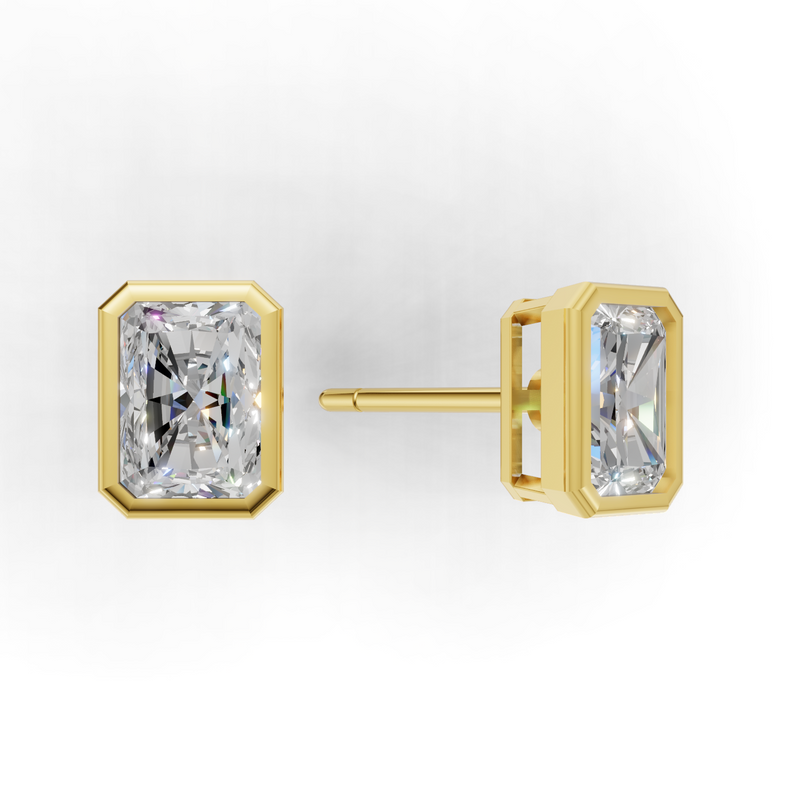 Radiant Lab Grown Diamond Bezel Earring