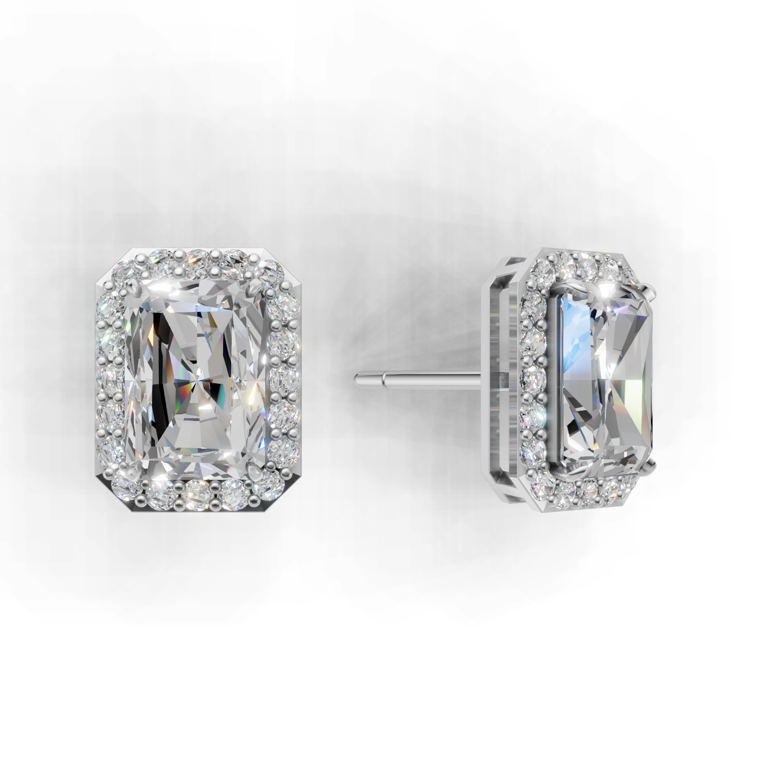 Pierce Radiant Halo 18k White Gold 2ct