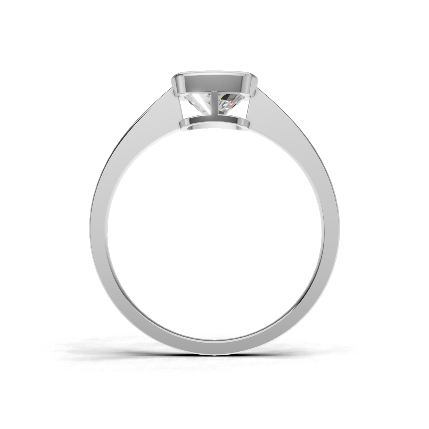 Ring Cushion Bezel 18k White Gold 1ct