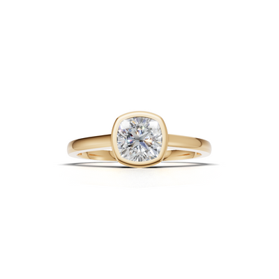 Ring Cushion Bezel K14 Yellow Gold 1ct