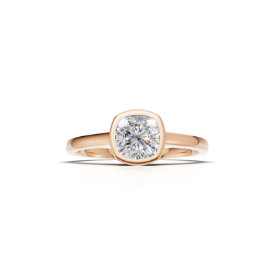 Ring Cushion Bezel K18 Pink Gold 1ct