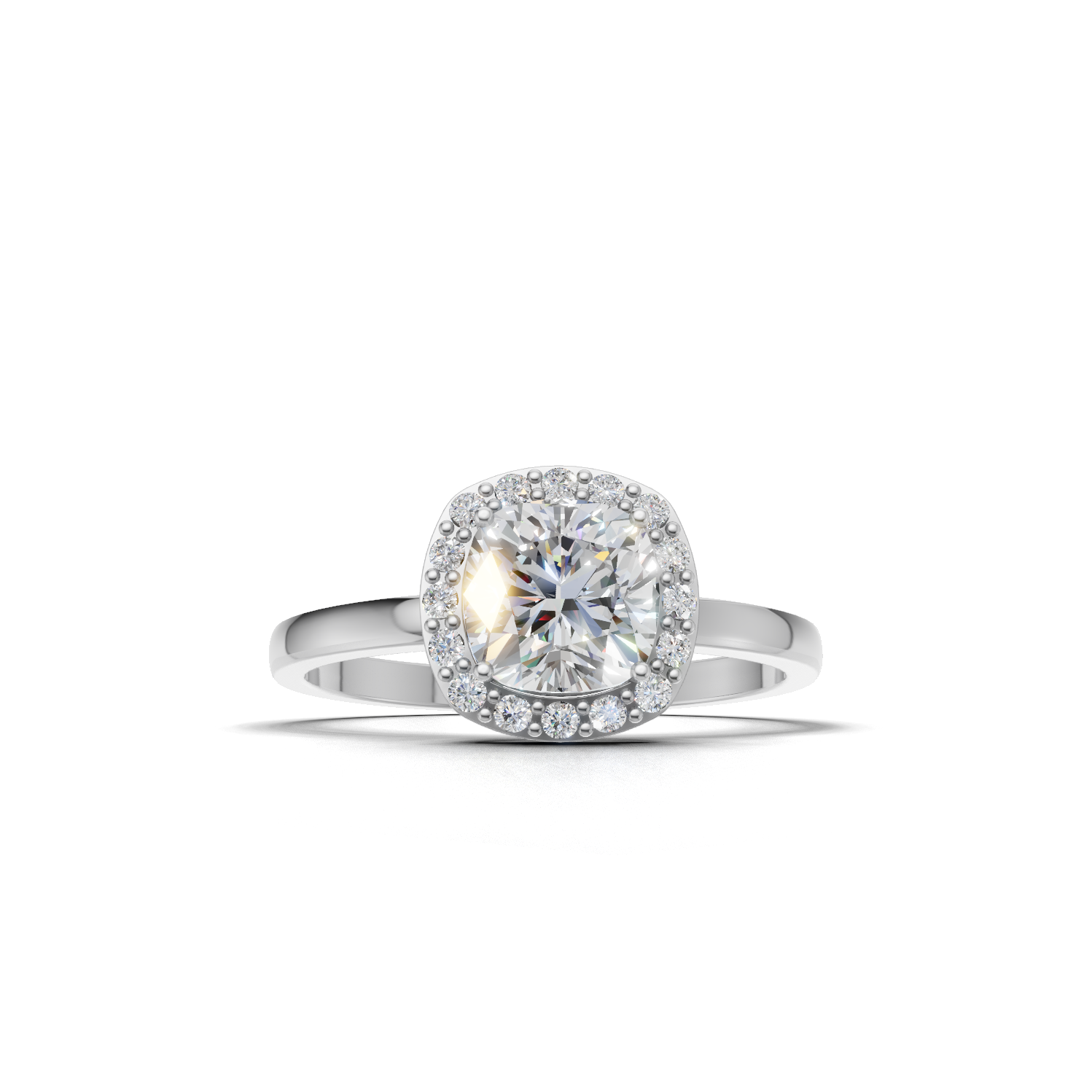 Ring Cushion Halo 18k White Gold 1ct