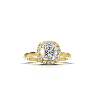 Ring Cushion Halo 18k Yellow Gold 1ct