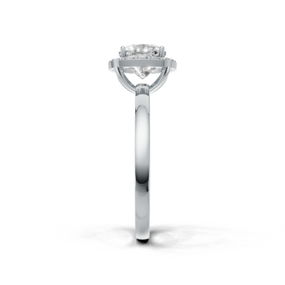 Ring Cushion Halo K14 White Gold 1ct
