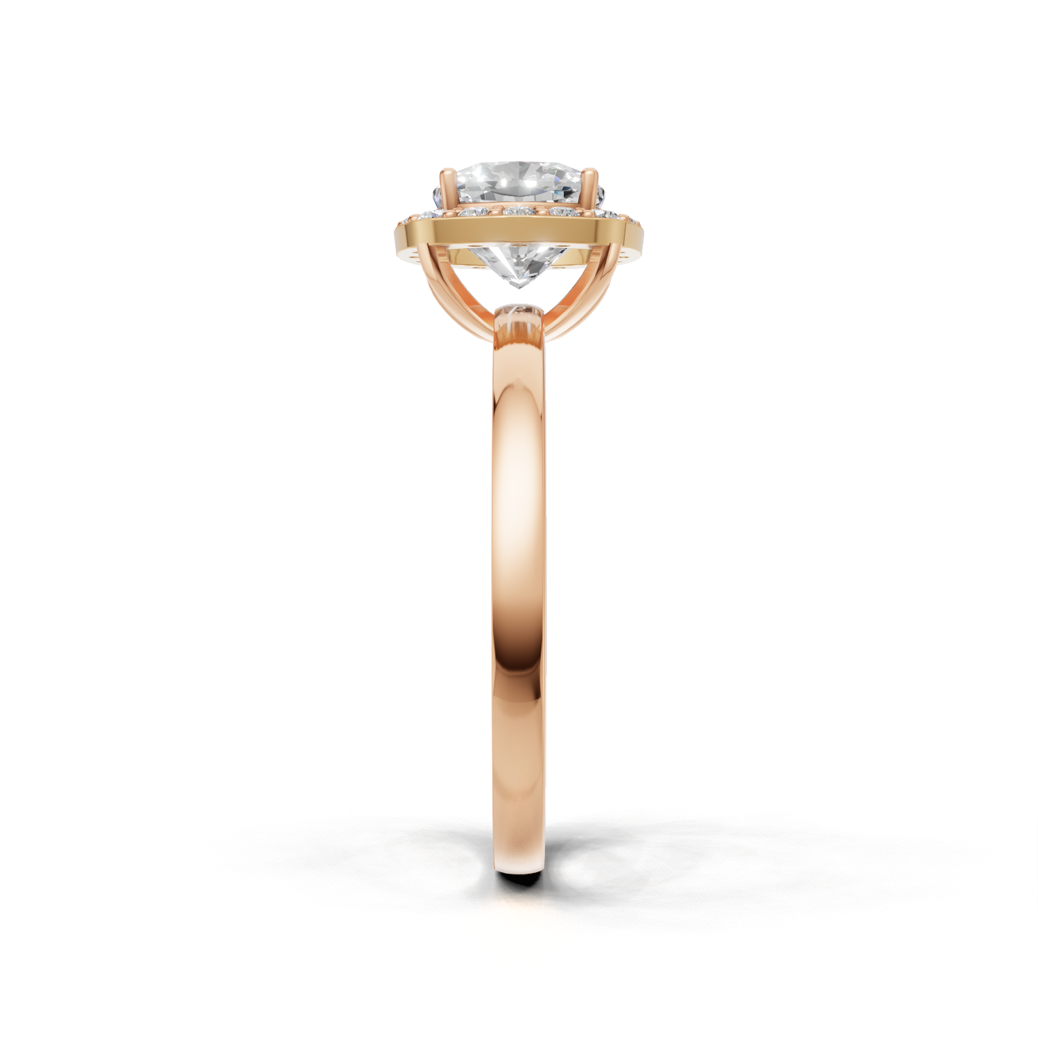 Ring Cushion Halo K18 Pink Gold 1ct