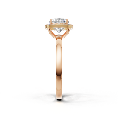 Ring Cushion Halo K18 Pink Gold 1ct