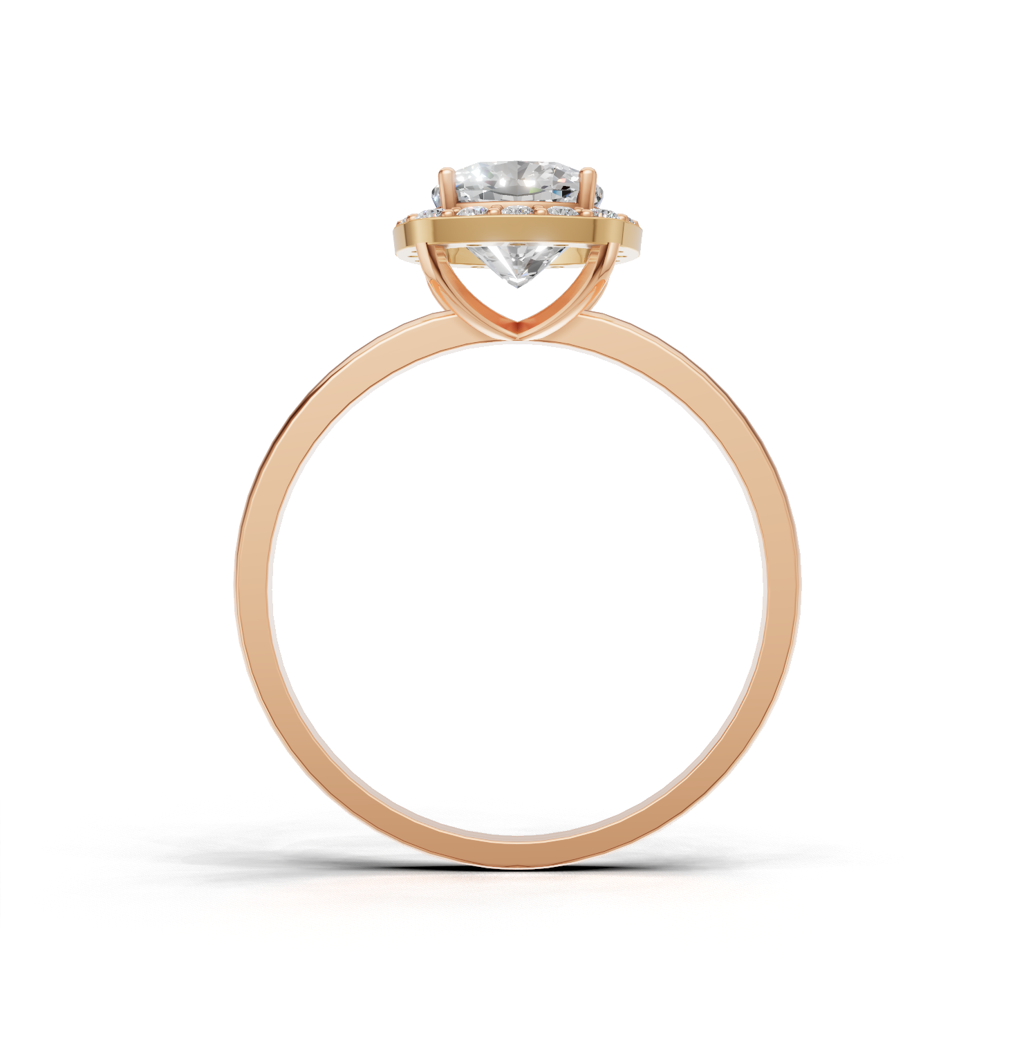 Ring Cushion Halo K18 Pink Gold 1ct
