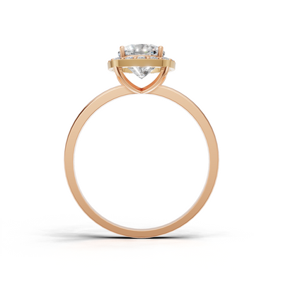 Ring Cushion Halo K18 Pink Gold 1ct