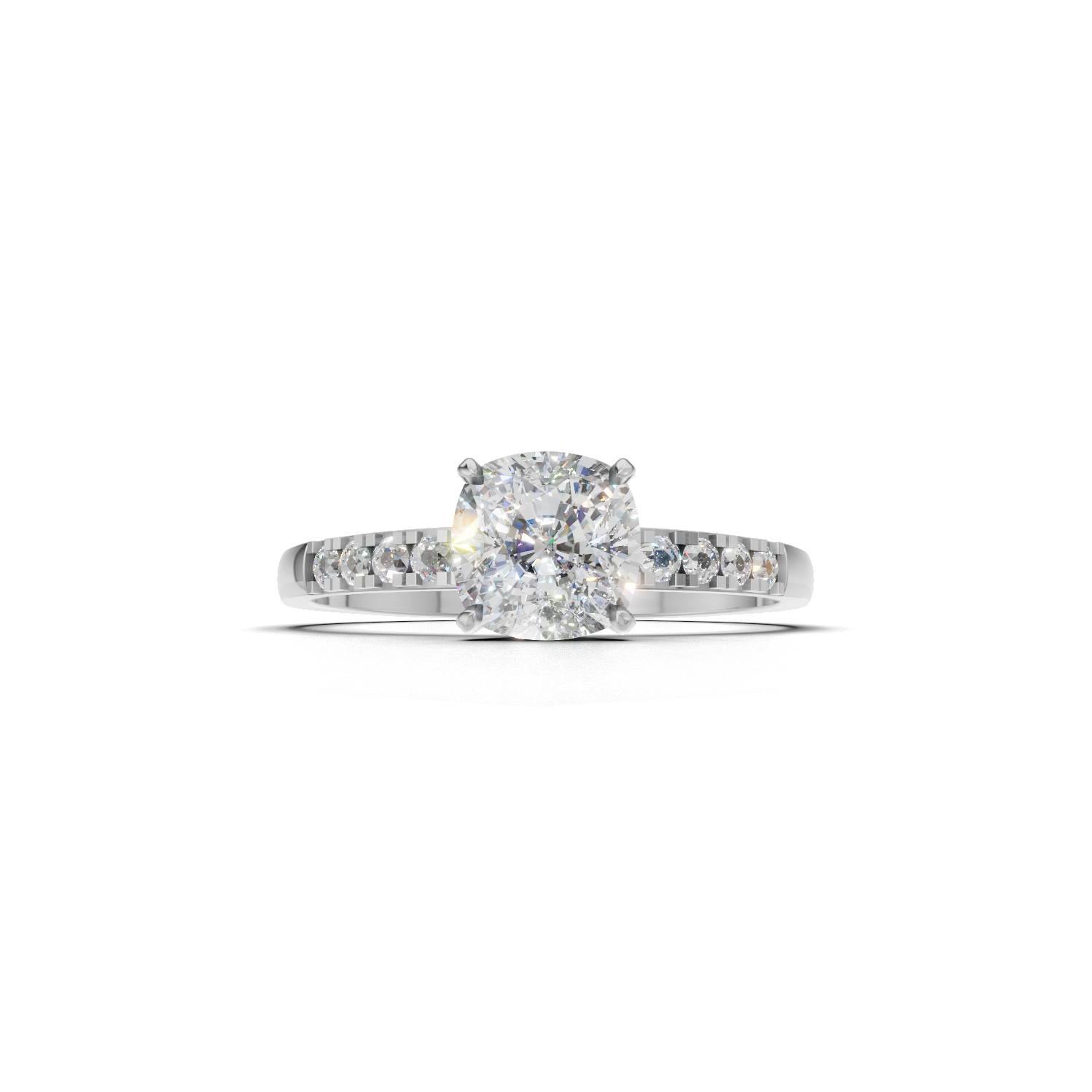 Ring Cushion Side Dia 18k White Gold 1ct