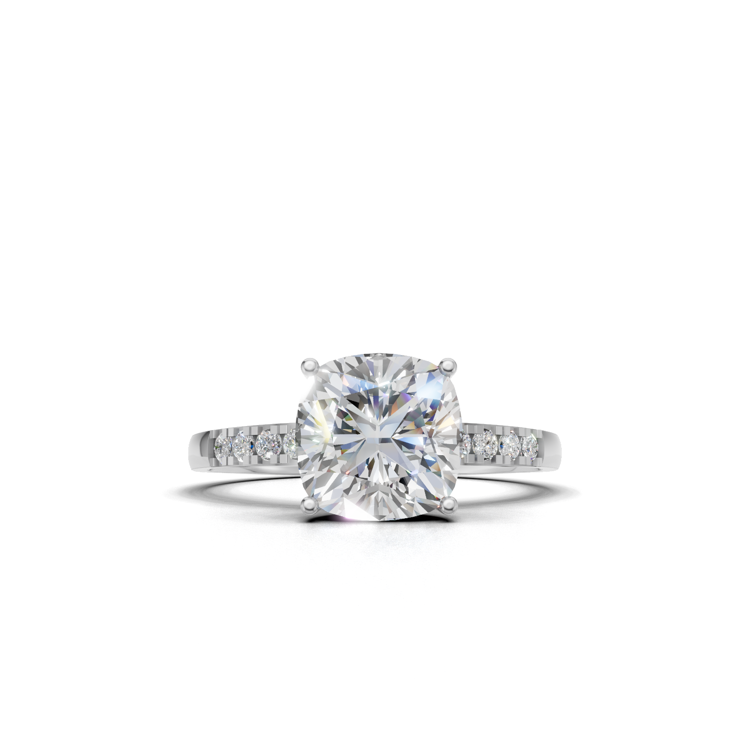 Ring Cushion Side Dia 18k White Gold 2ct