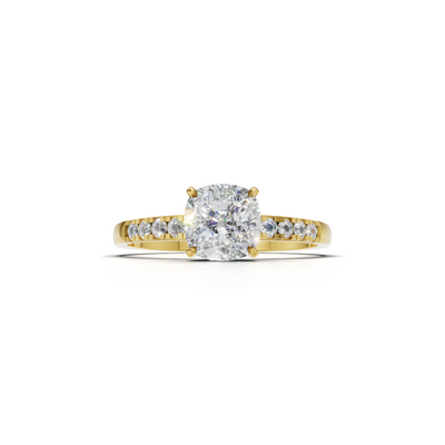 Ring Cushion Side Dia 18k Yellow Gold 1ct