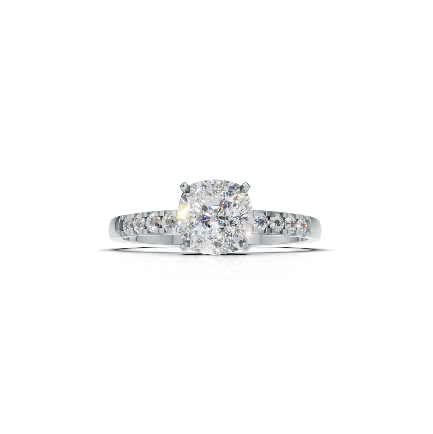 Ring Cushion Side Dia K14 White Gold 1ct