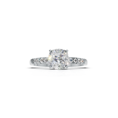 Cushion Lab Grown Diamond Side Stone Ring