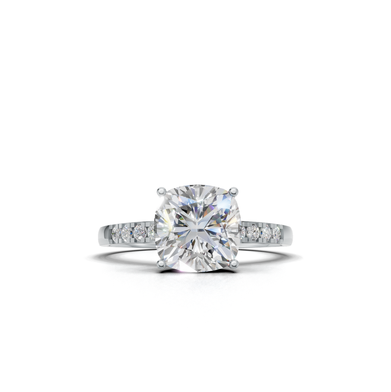 Ring Cushion Side Dia K14 White Gold 2ct