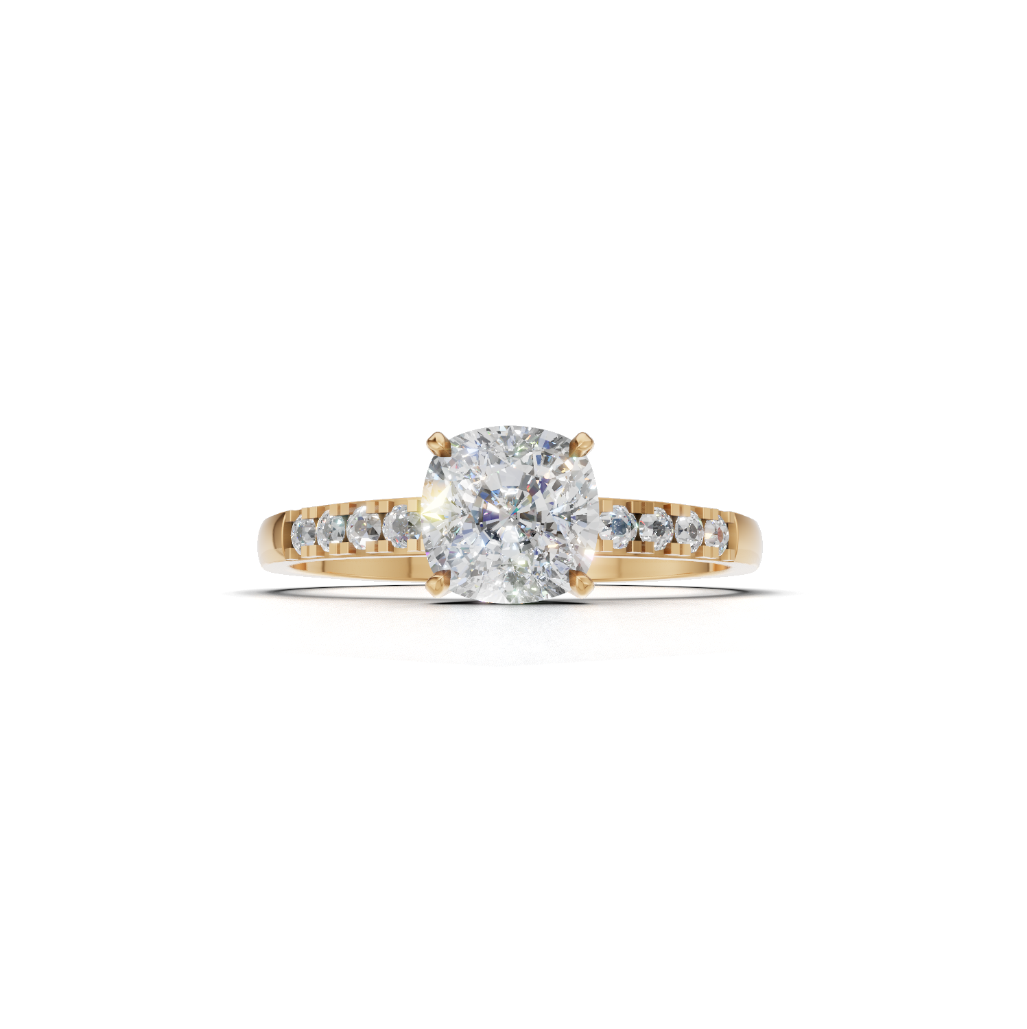 Ring Cushion Side Dia K14 Yellow Gold 1ct