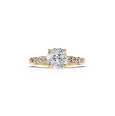 Ring Cushion Side Dia K14 Yellow Gold 1ct