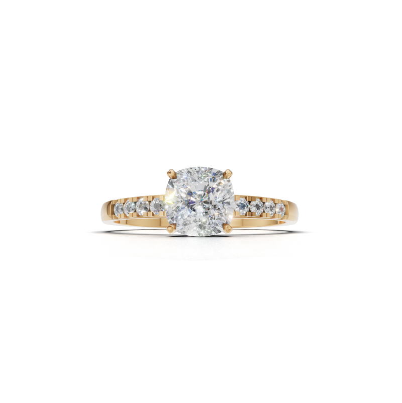 Cushion Lab Grown Diamond Side Stone Ring