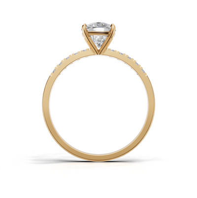 Ring Cushion Side Dia K14 Yellow Gold 1ct
