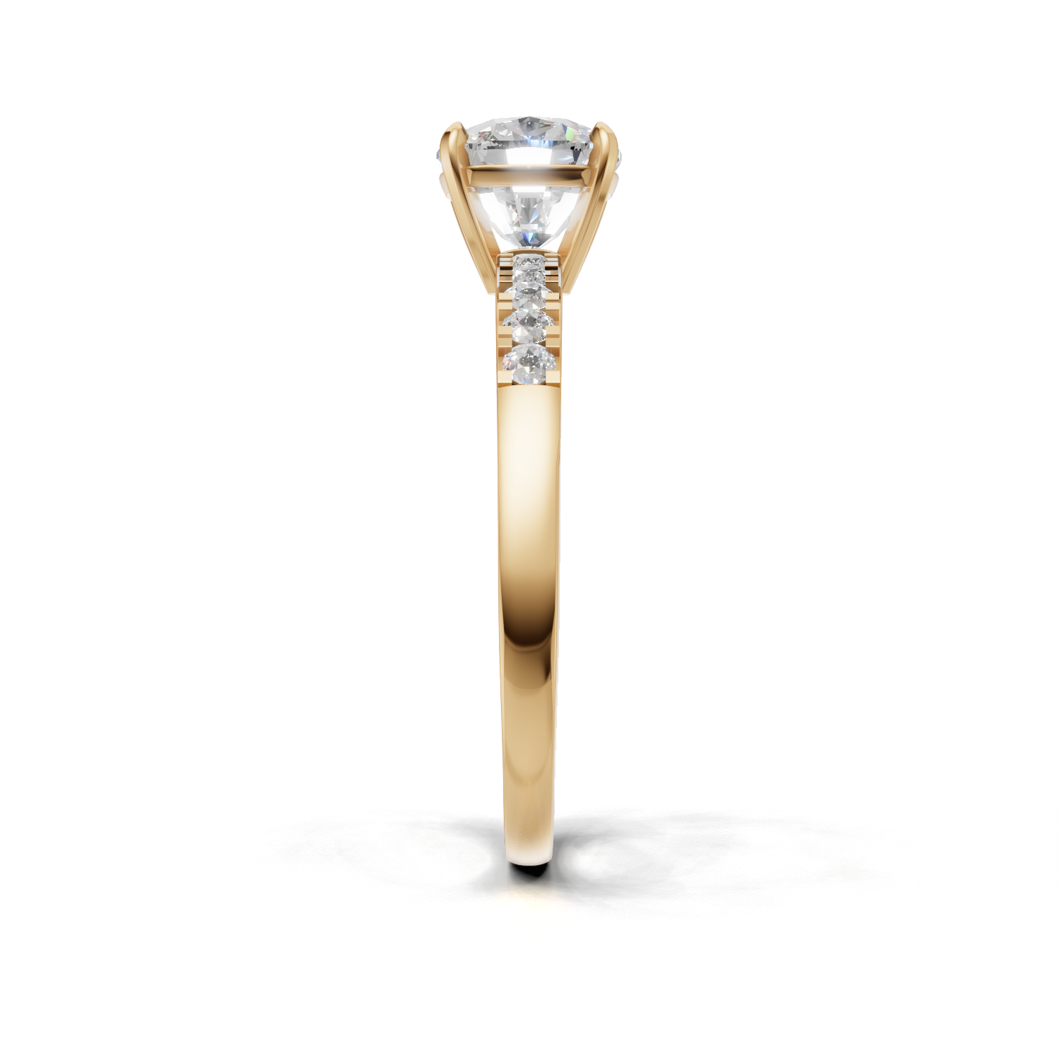 Ring Cushion Side Dia K14 Yellow Gold 1ct