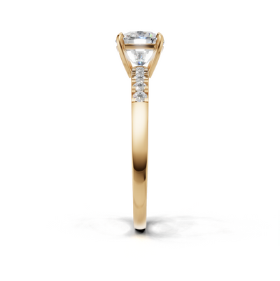 Ring Cushion Side Dia K14 Yellow Gold 1ct