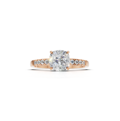 Ring Cushion Side Dia K18 Pink Gold 1ct