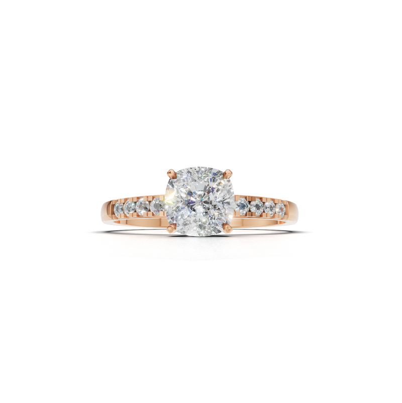 Cushion Lab Grown Diamond Side Stone Ring