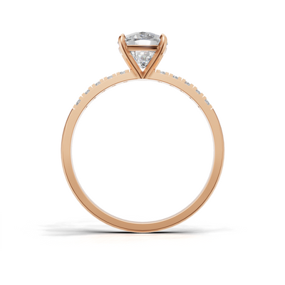 Ring Cushion Side Dia K18 Pink Gold 1ct