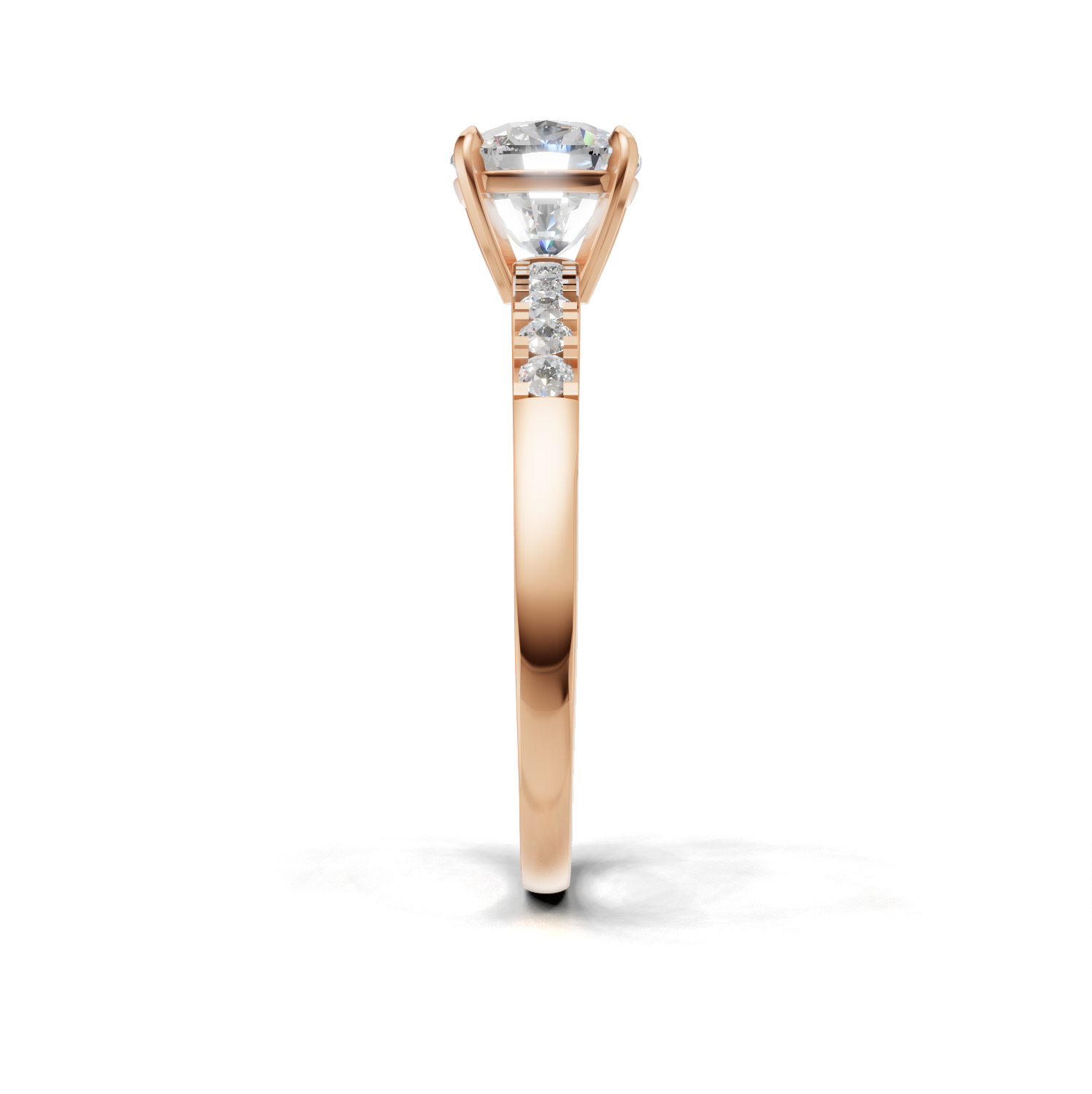 Ring Cushion Side Dia K18 Pink Gold 1ct