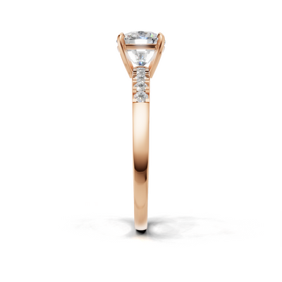 Ring Cushion Side Dia K18 Pink Gold 1ct