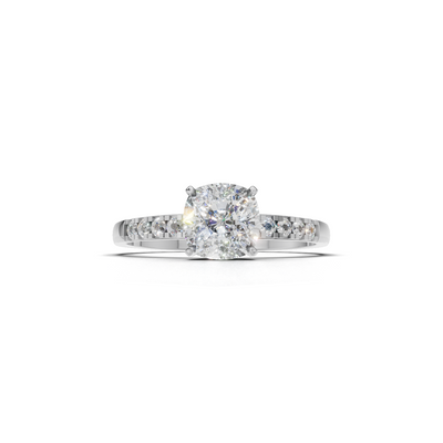 Cushion Lab Grown Diamond Side Stone Ring