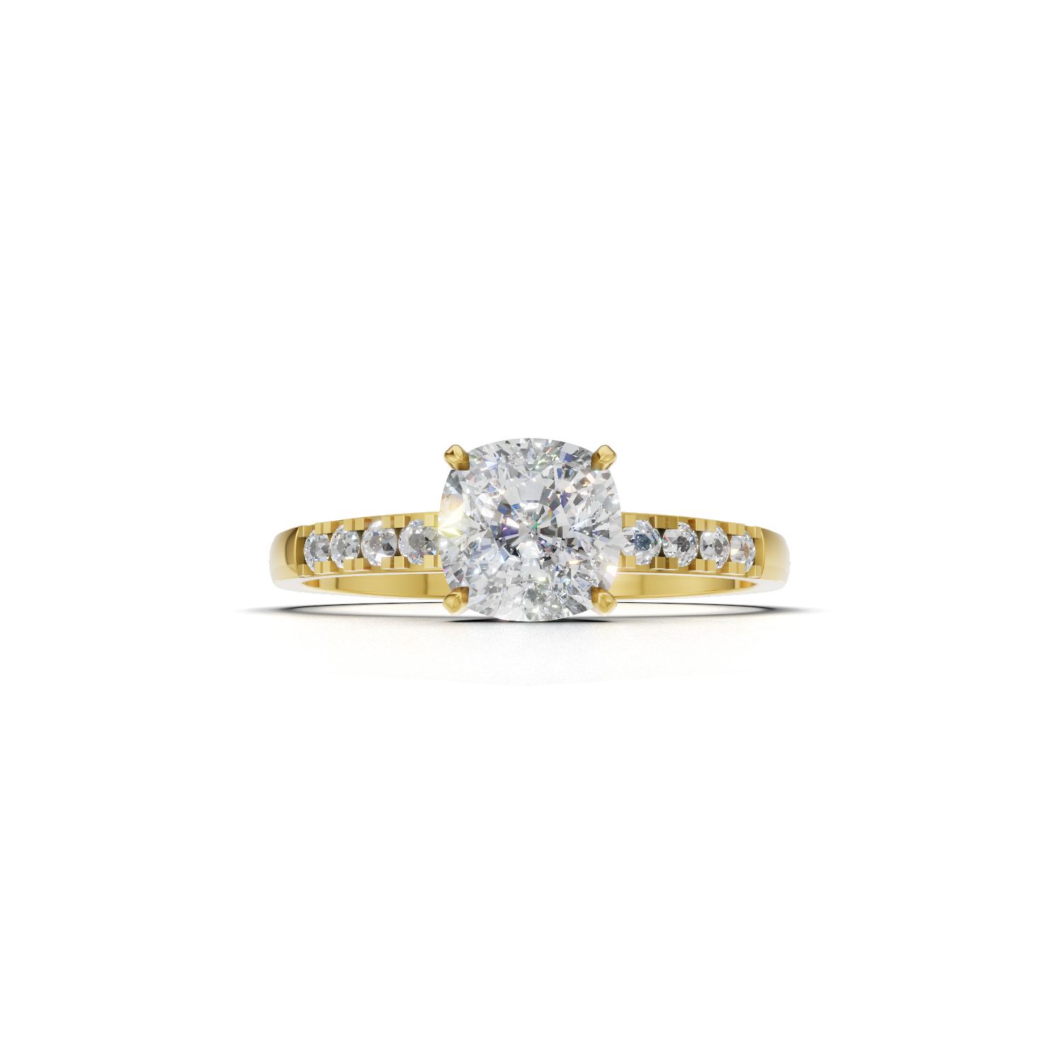 Cushion Lab Grown Diamond Side Stone Ring