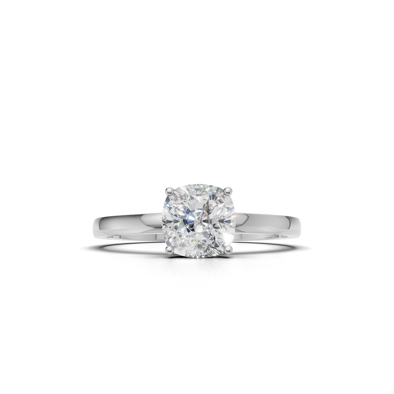 Ring Cushion Solitaire 18k White Gold 1ct