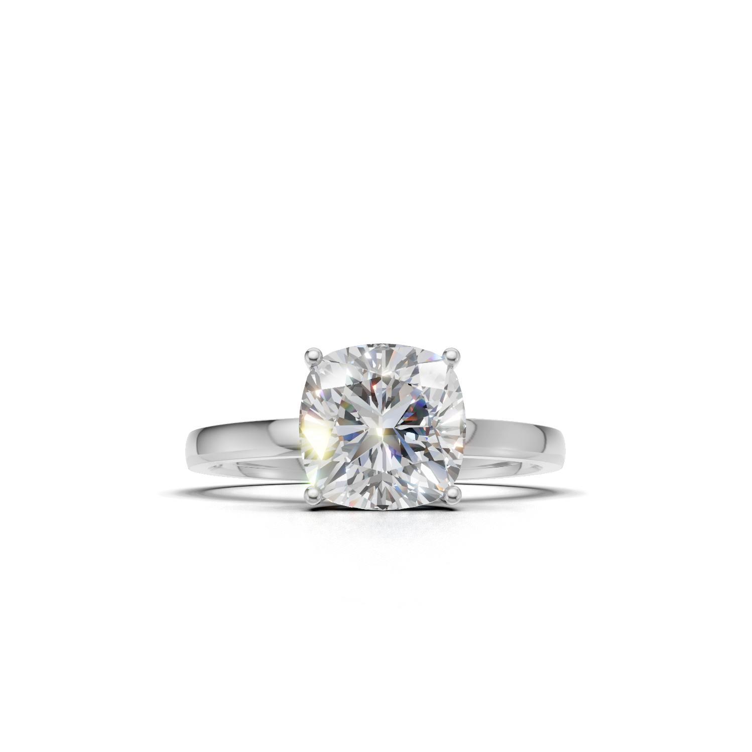 Ring Cushion Solitaire 18k White Gold 2ct
