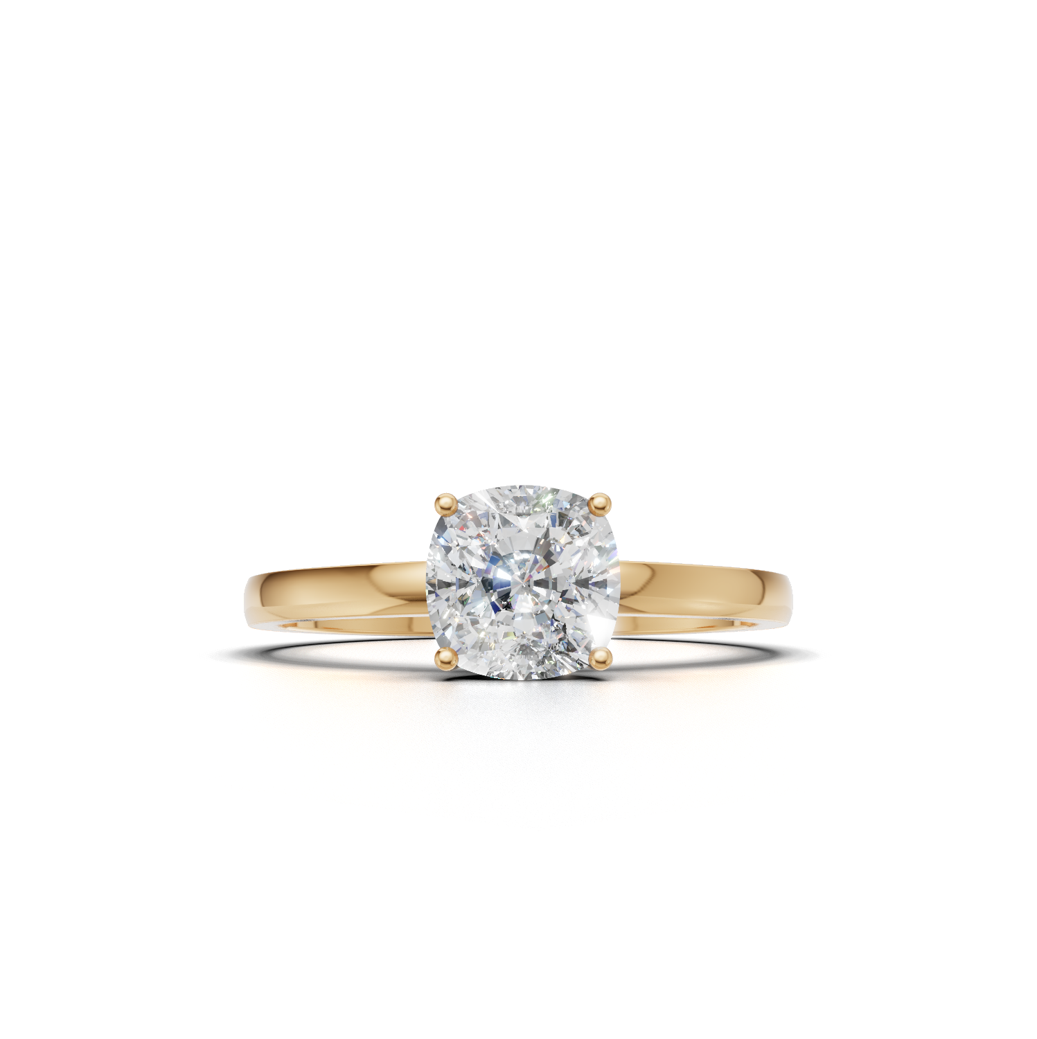 Ring Cushion Solitaire K14 Yellow Gold 1ct