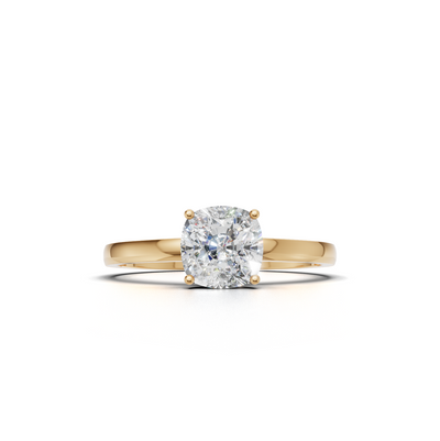Ring Cushion Solitaire K14 Yellow Gold 1ct