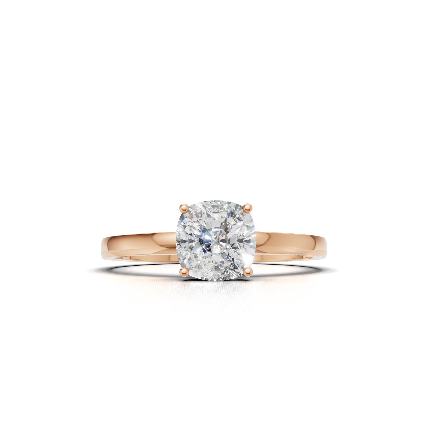 Ring Cushion Solitaire K18 Pink Gold 1ct