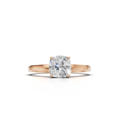 Ring Cushion Solitaire K18 Pink Gold 1ct