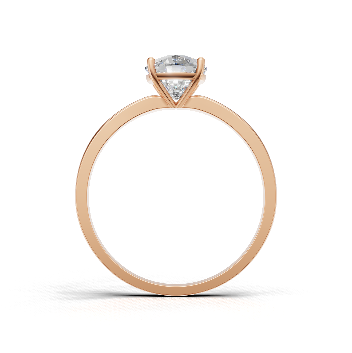 Ring Cushion Solitaire K18 Pink Gold 1ct