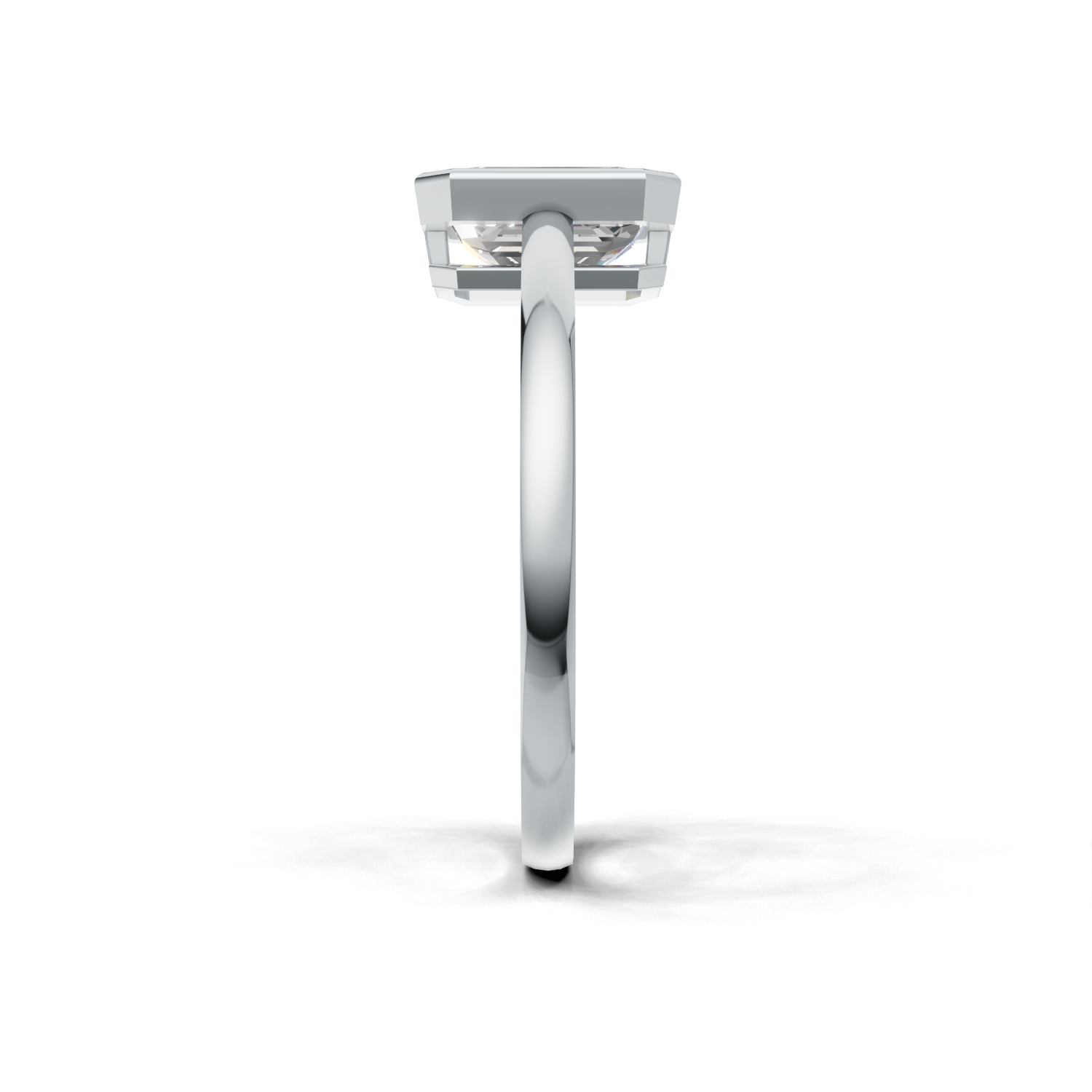 Ring Emerald Bezel K14 White Gold 1ct