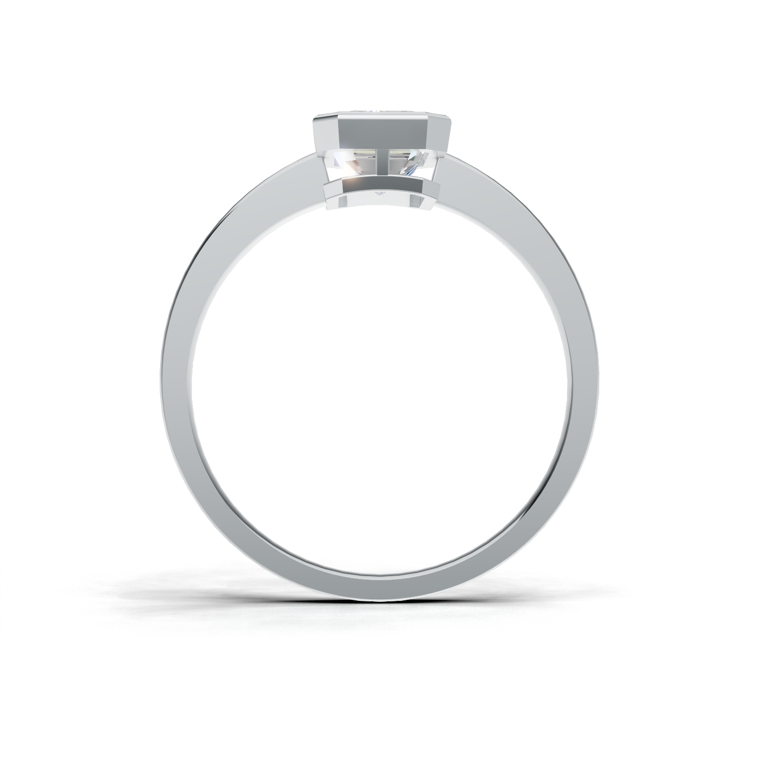 Ring Emerald Bezel K14 White Gold 1ct