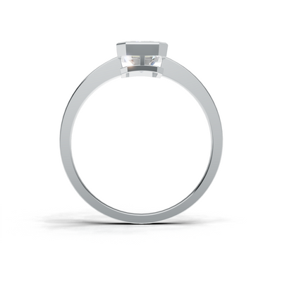 Ring Emerald Bezel K14 White Gold 1ct