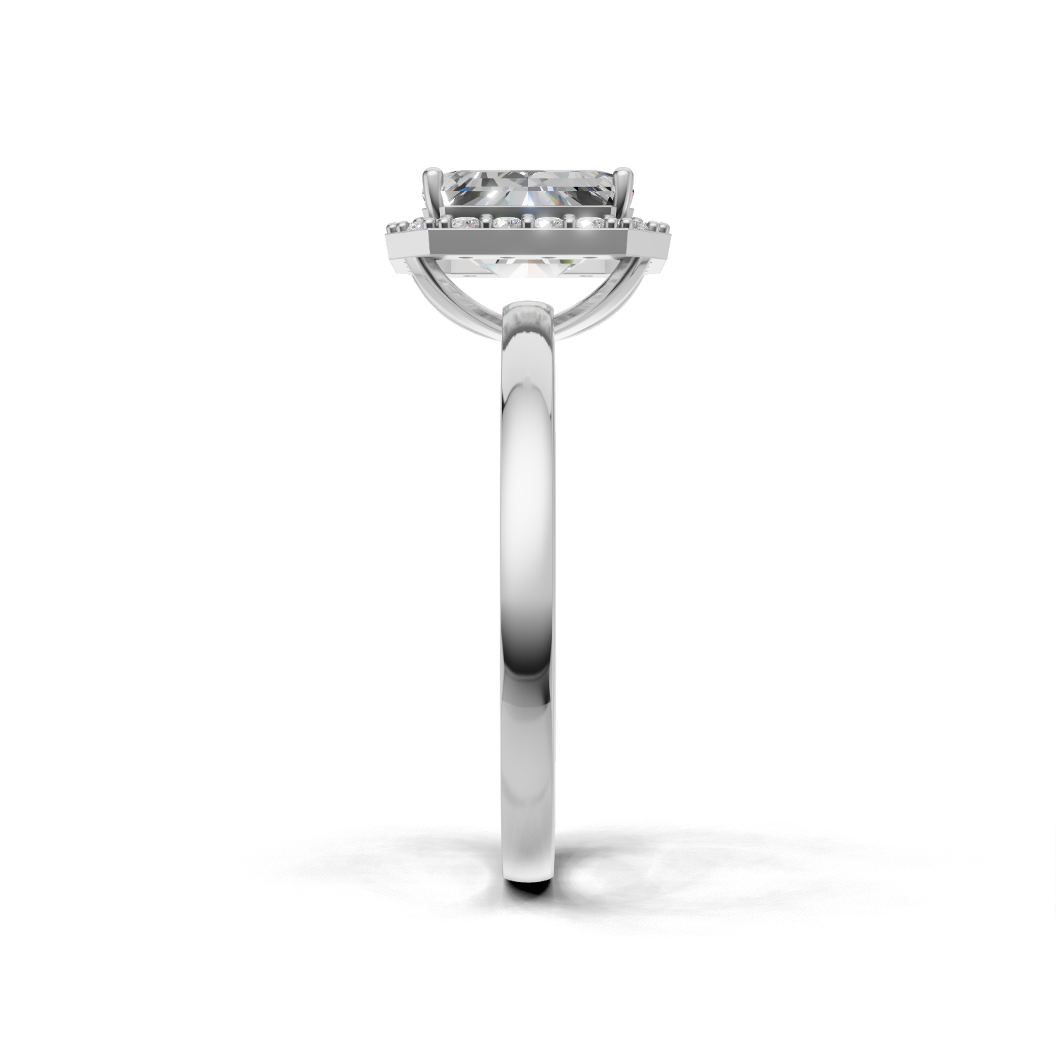 Ring Emerald Halo 18k White Gold 1ct
