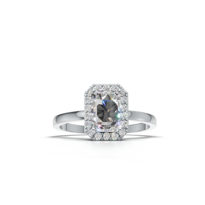 Ring Emerald Halo K14 White Gold 1ct