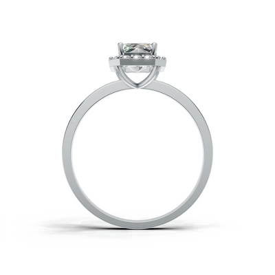 Ring Emerald Halo K14 White Gold 1ct