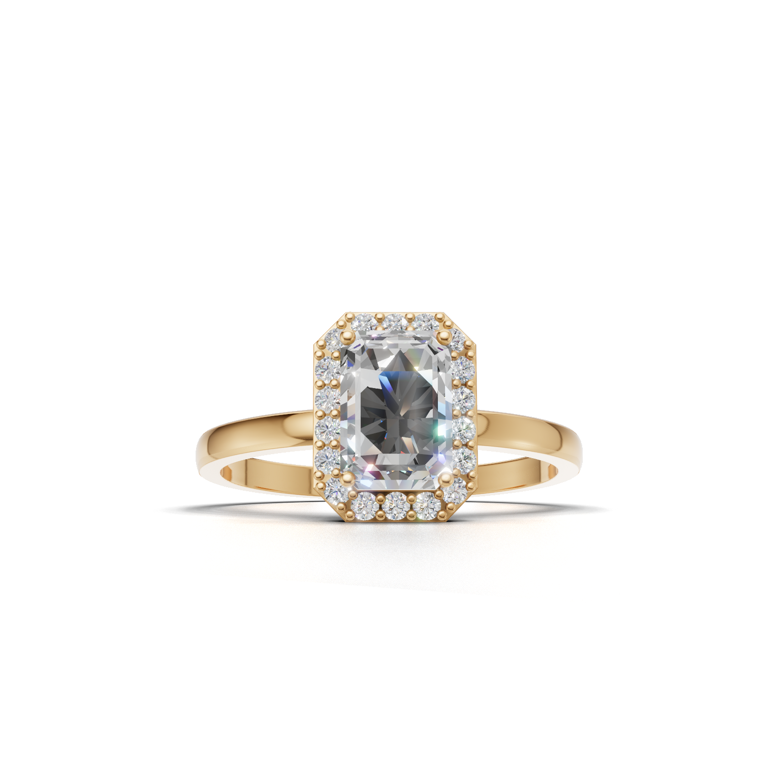 Ring Emerald Halo K14 Yellow Gold 1ct