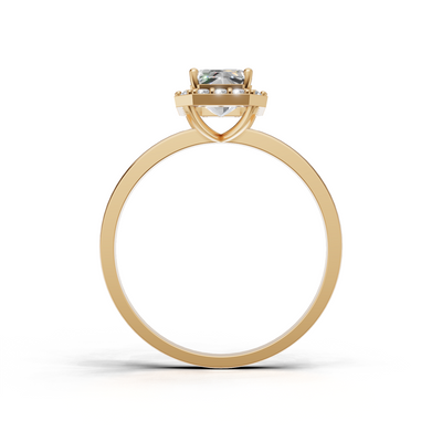 Ring Emerald Halo K14 Yellow Gold 1ct