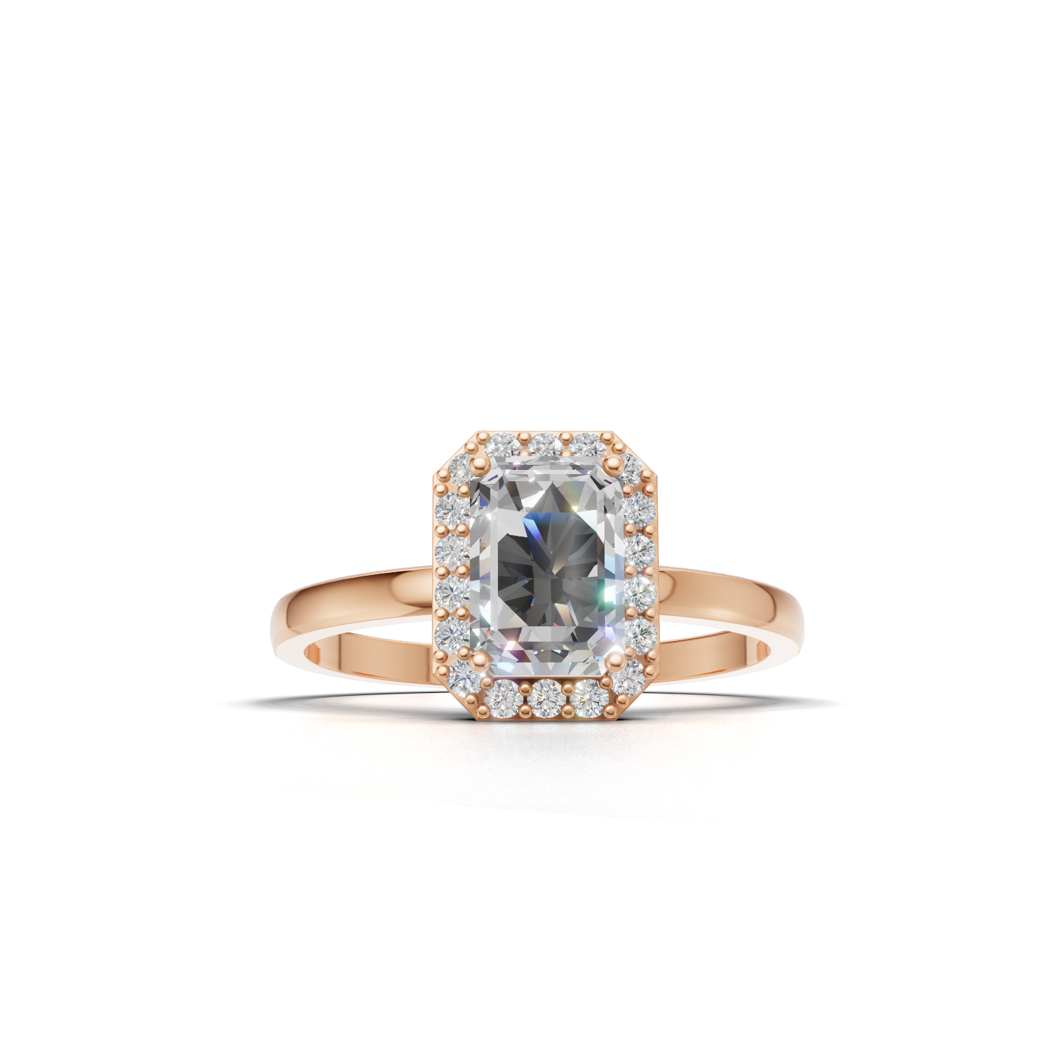 Ring Emerald Halo K18 Pink Gold 1ct