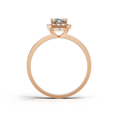Ring Emerald Halo K18 Pink Gold 1ct