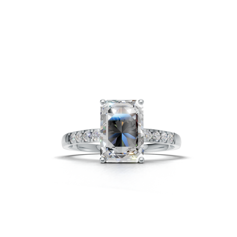 Emerald Lab Grown Diamond Side Stone Ring