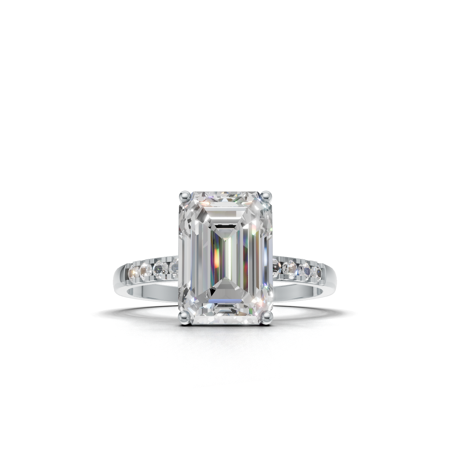Emerald Lab Grown Diamond Side Stone Ring